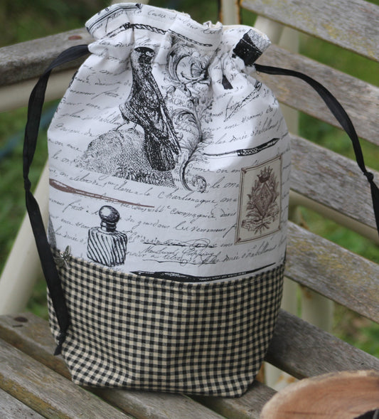 "Nevermore"  Draw String Drop Spindle/ Project Bag
