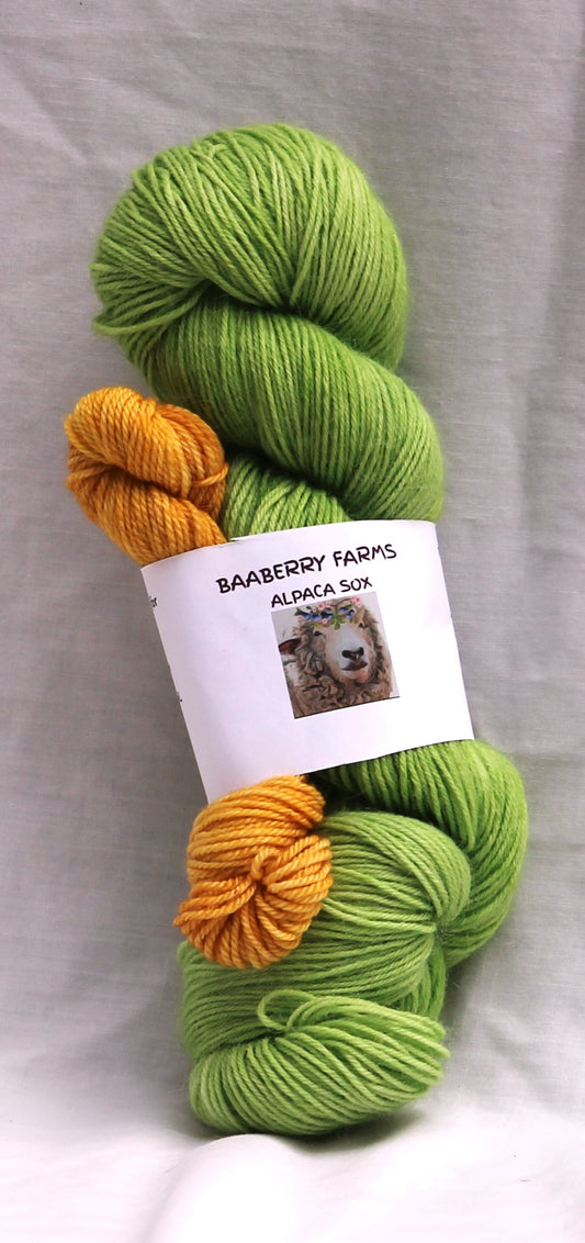 Sock/ fingering weight Alpaca Sox yarn kit, Key Lime